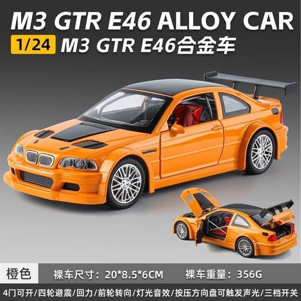  Xe ô tô mô hình bằng hợp kim và nhựa BM M3 GTR E46  tỉ lệ 1:24 JCJ24452 Alloy Model OT24128 