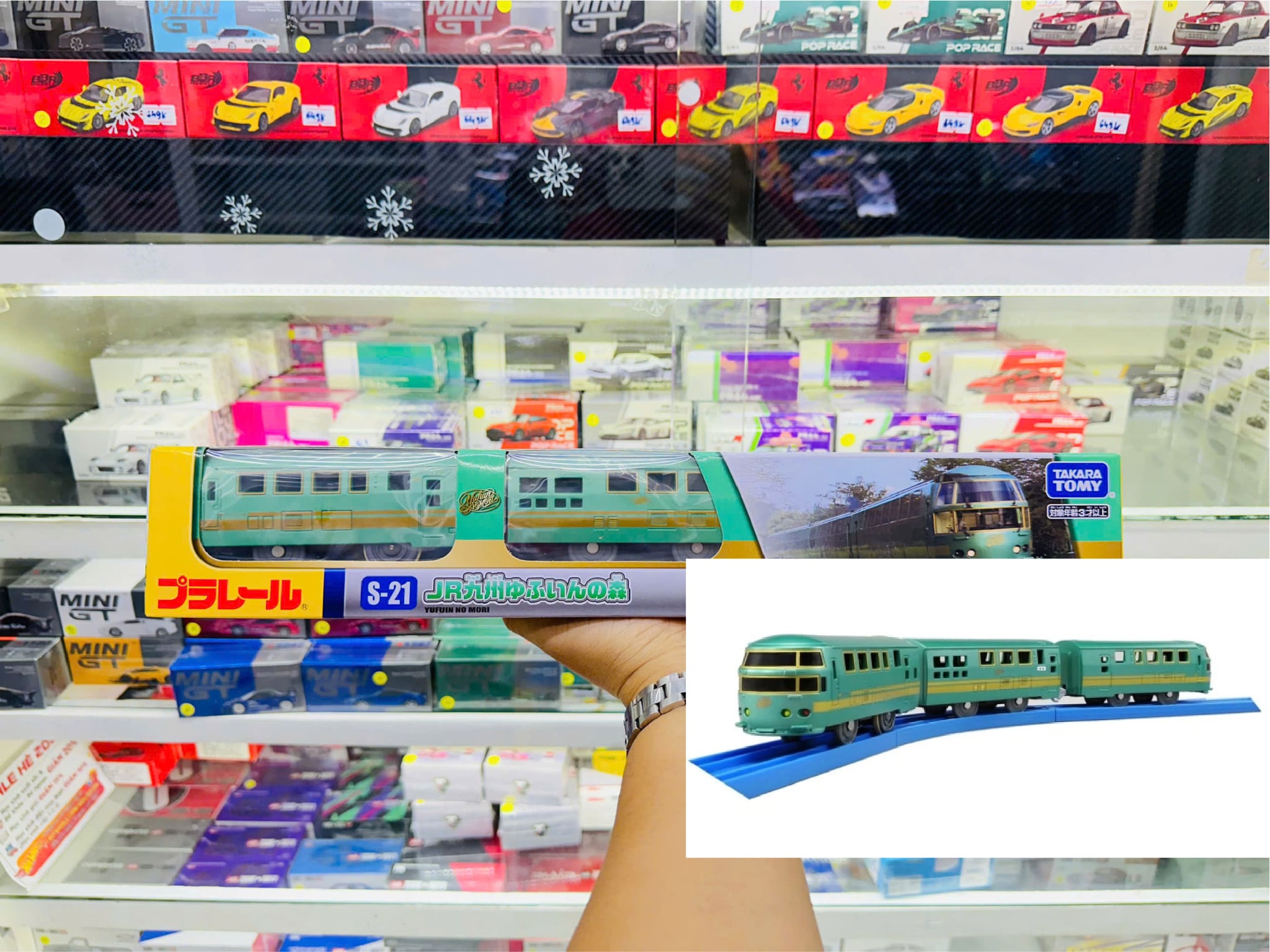  Mô hình xe tàu điện du lịch Jr Kyushu Yufuinnomori Plarail Train S-21 chạy pin Takara Tomy 838326 
