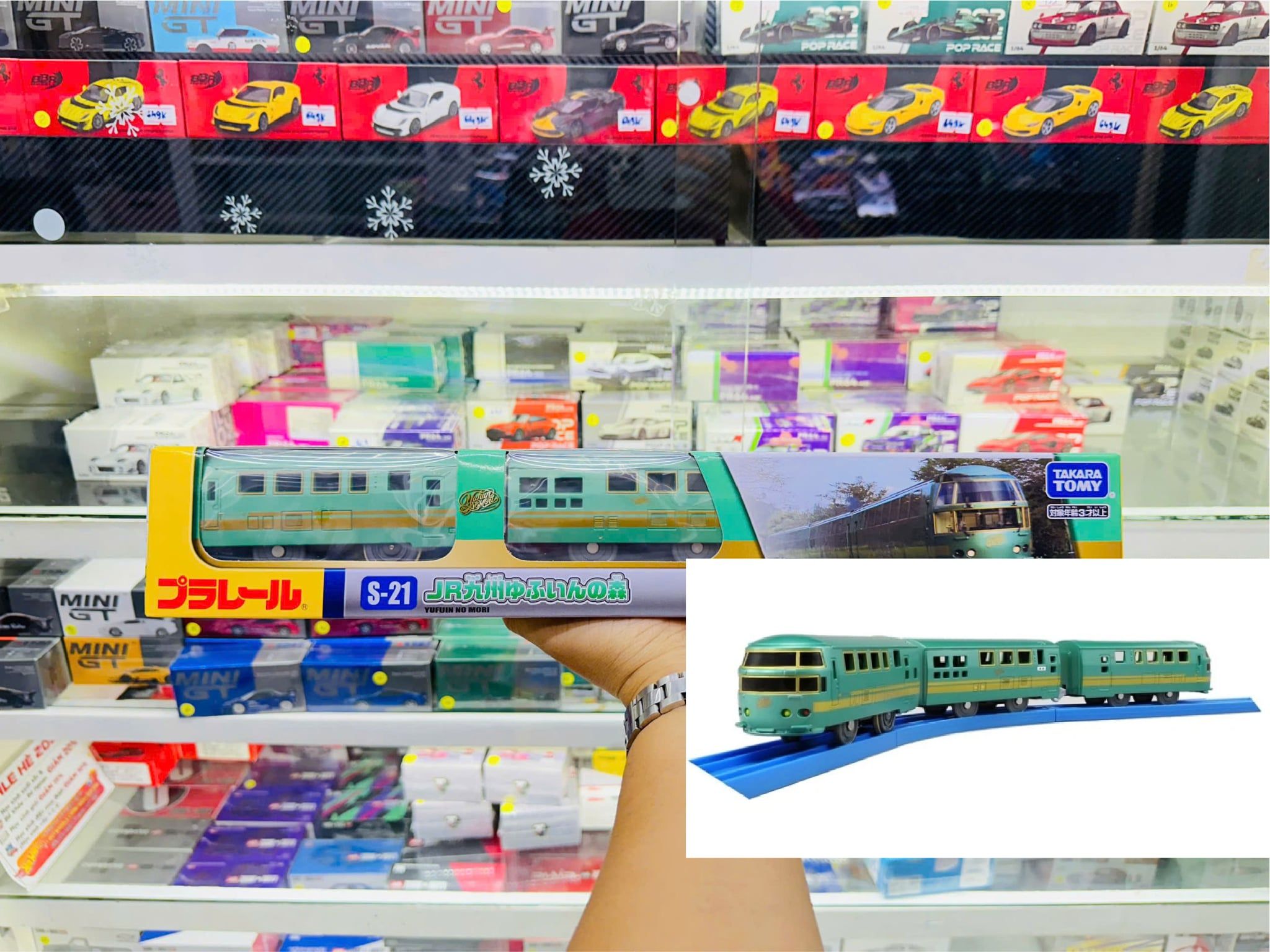  Mô hình xe tàu điện du lịch Jr Kyushu Yufuinnomori Plarail Train S-21 chạy pin Takara Tomy 838326 