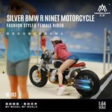  Mô hình xe mô tô và figure BMW Latte Fashion Female Knight Resin silver tỉ lệ 1:64 MoreArt MO222183 