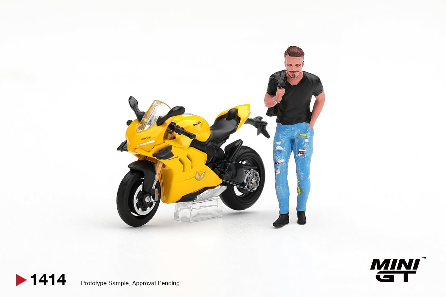  Mô hình xe Ducati Panigale V4 S Giallo w/ figure tỉ lệ 1:64 MiniGT bản box MGT01414 