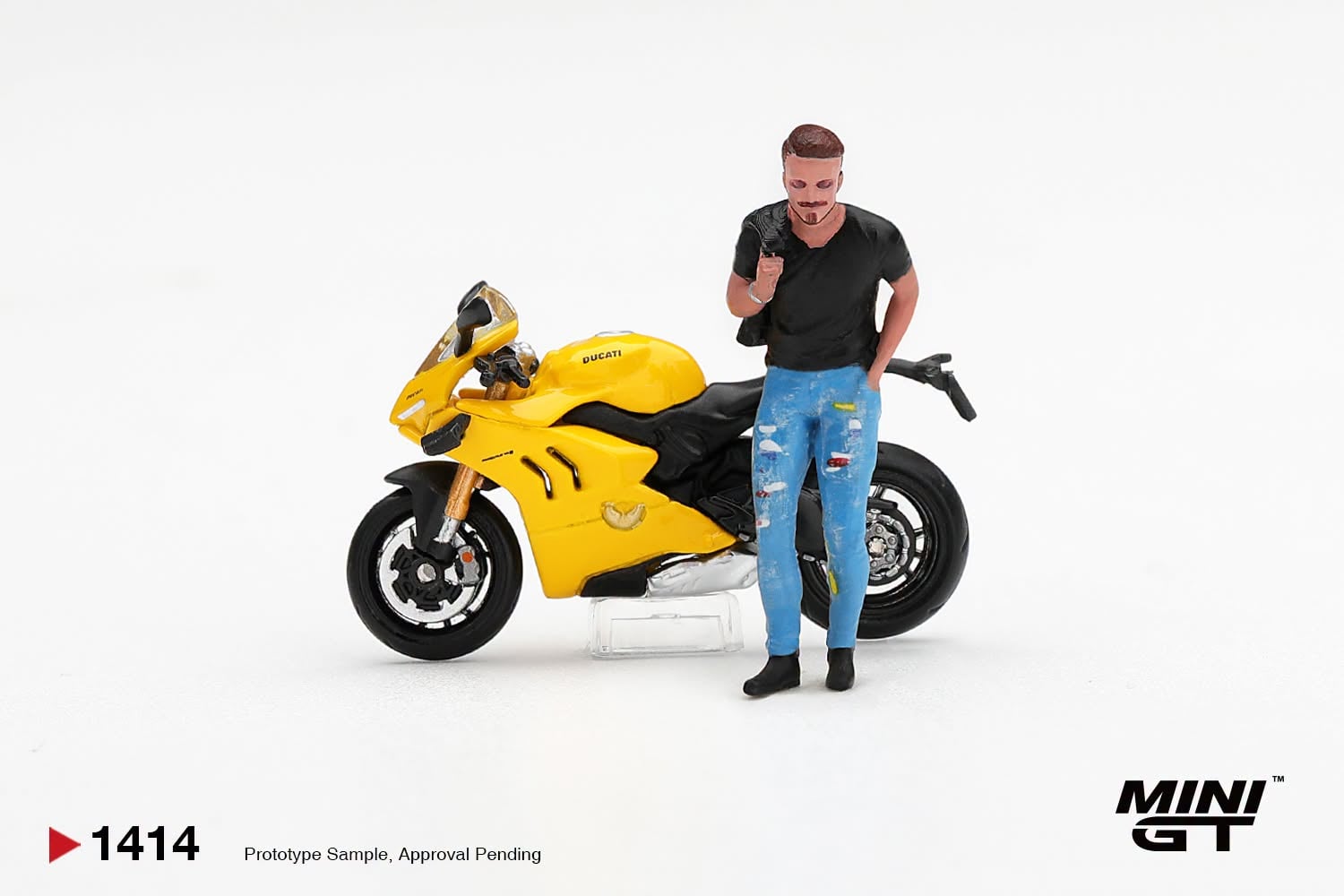  Mô hình xe Ducati Panigale V4 S Giallo w/ figure tỉ lệ 1:64 MiniGT bản box MGT01414 