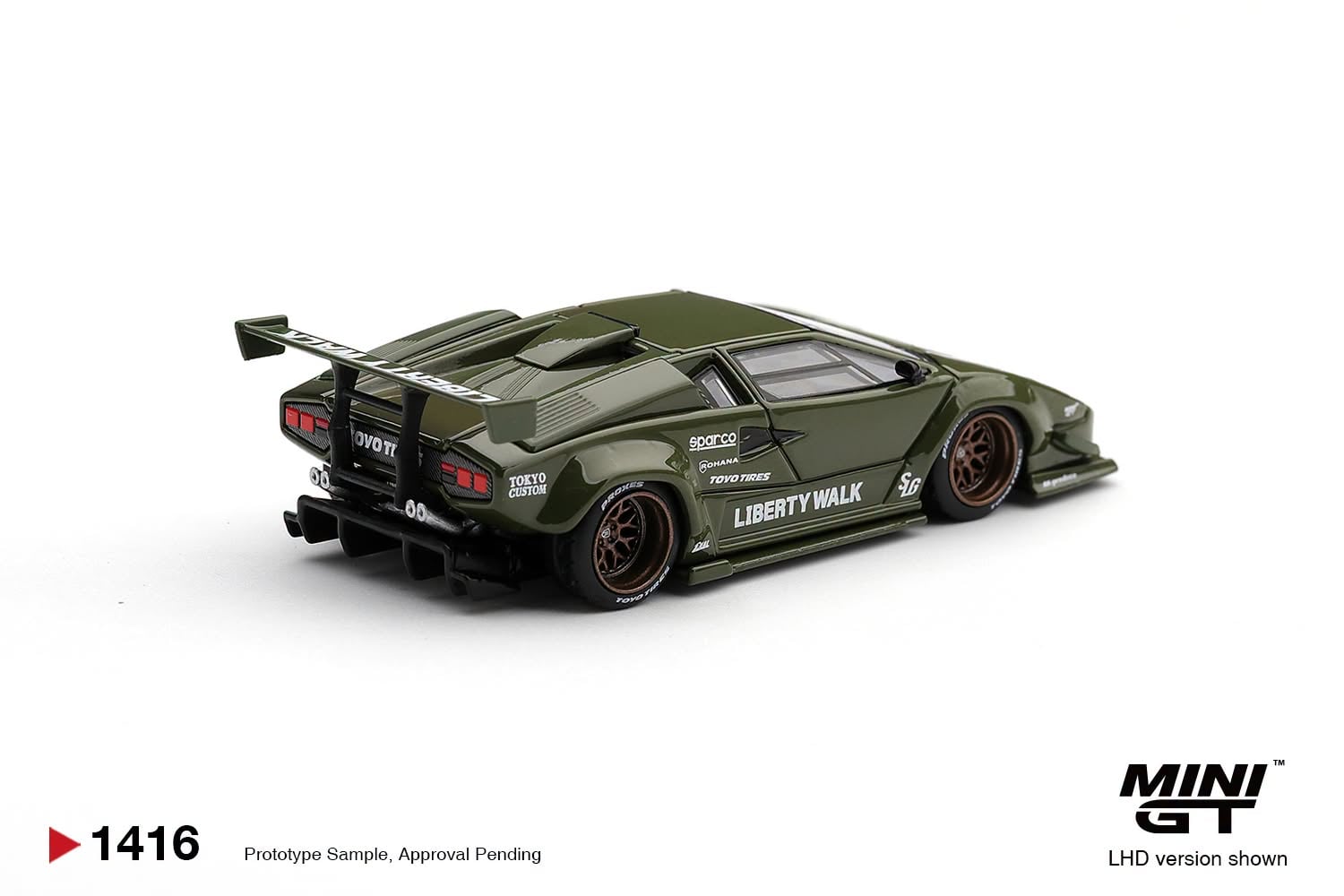  Mô hình xe Lamborghini Countach LB-WORKS Army Green bản card tỉ lệ 1:64 MiniGT MGT01416 