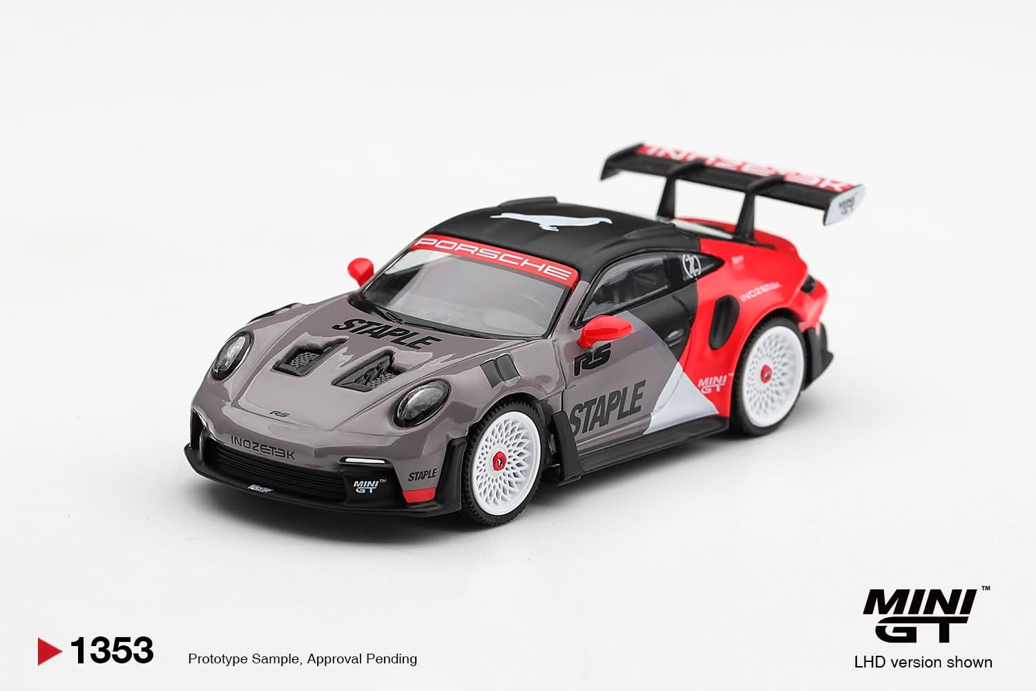  Mô hình xe Porsche 911 GT3 RS STAPLE x INOZETEK tỉ lệ 1:64 MiniGT bản box MGT01353 