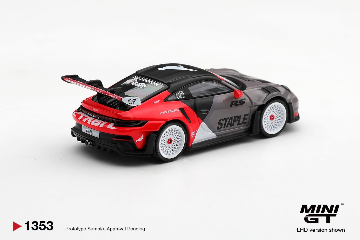  Mô hình xe Porsche 911 GT3 RS STAPLE x INOZETEK tỉ lệ 1:64 MiniGT bản box MGT01353 