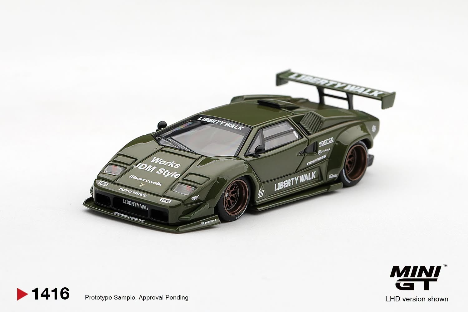  Mô hình xe Lamborghini Countach LB-WORKS Army Green tỉ lệ 1:64 MiniGT bản box MGT01416 