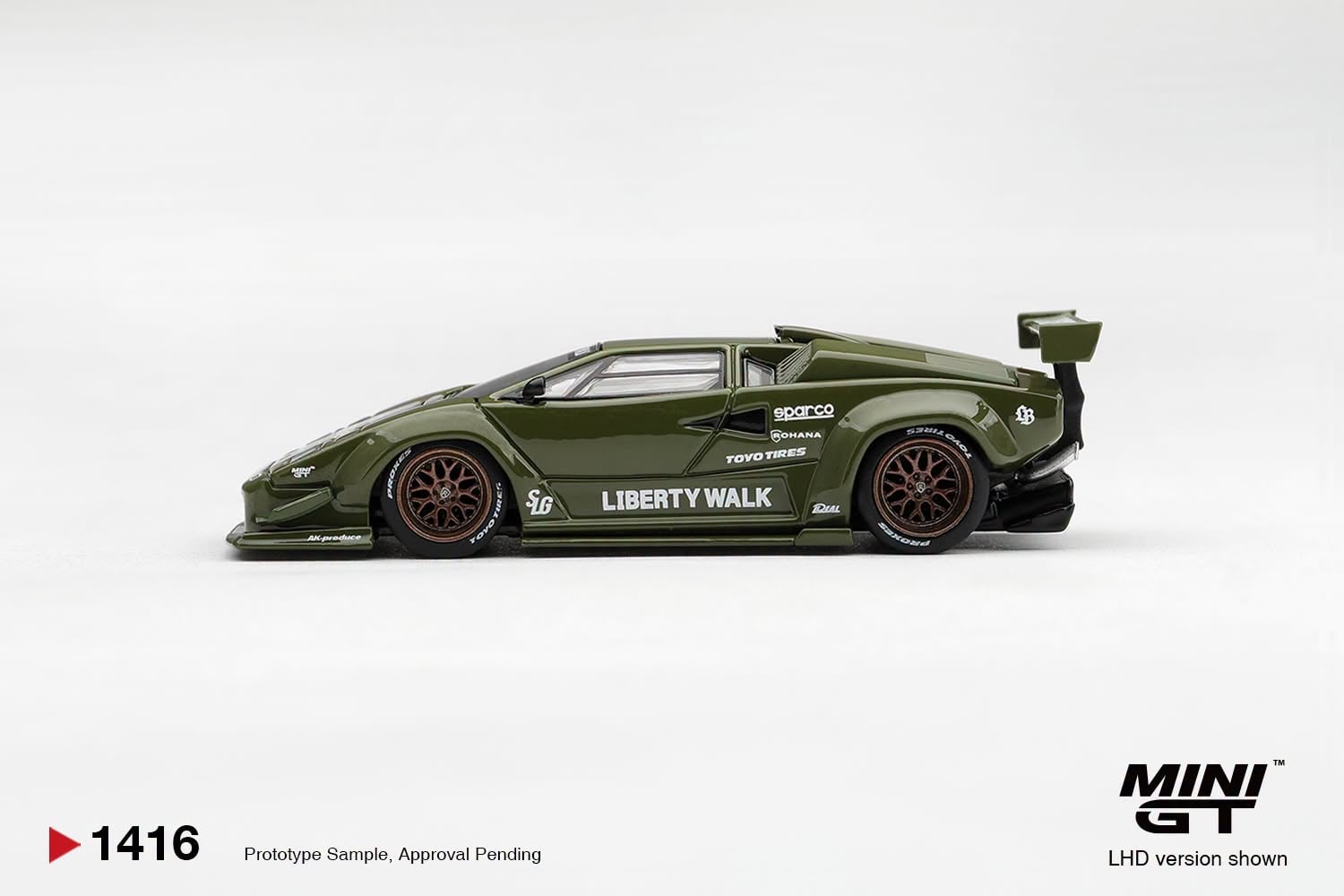  Mô hình xe Lamborghini Countach LB-WORKS Army Green tỉ lệ 1:64 MiniGT bản box MGT01416 