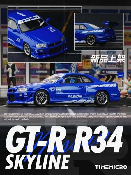 Mô hình xe Nissan Skyline GT-R R34 tỉ lệ 1:64 Time micro TM800507 