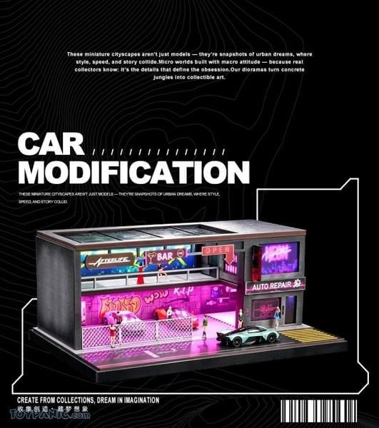  Hộp trưng bày mô phỏng bãi đậu xe phong cách CYBERPUNK 35x23.5x5.8 tỉ lệ 1:64 SHOU CANG JIA SCJ82062 