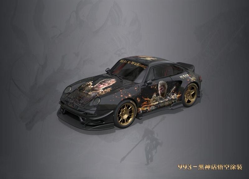  Mô hình xe Porsche 993 RWB Rauh Welt custom Black myth wukong limited 999pcs tỉ lệ 1:64 DCM model OT64545 