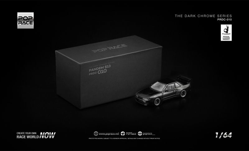  Mô hình xe Nissan PANDEM S13 - DARK CHROME tỉ lệ 1:64 Pop Race PRDC010 