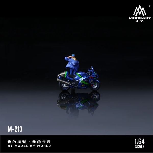  Mô hình nhân vật Figure và xe Suzuki Hayabusa Blue Green Cowboy Hot Girl tỉ lệ 1:64 MoreArt MO222213 