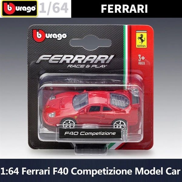  Mô hình xe Ferrari F40 Competizione bản card Race&play DRIVE tỉ lệ 1:64 Bburago 18-56000 
