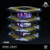  Hộp trưng bày mô phỏng bãi đổ xe 4 tầng - 4 mặt hình lục giác có đèn Octagonal Building Parking Lot tỉ lệ 1:64 MoreArt MO922008 