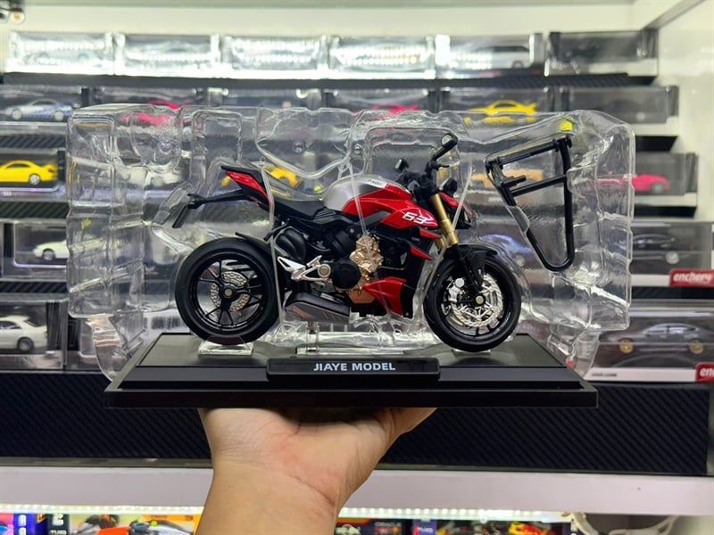  Mô hình xe mô tô Ducati streetfighter V2 có âm thanh đèn tỉ lệ 1:12 Jiaye model VB12133 MT12027 