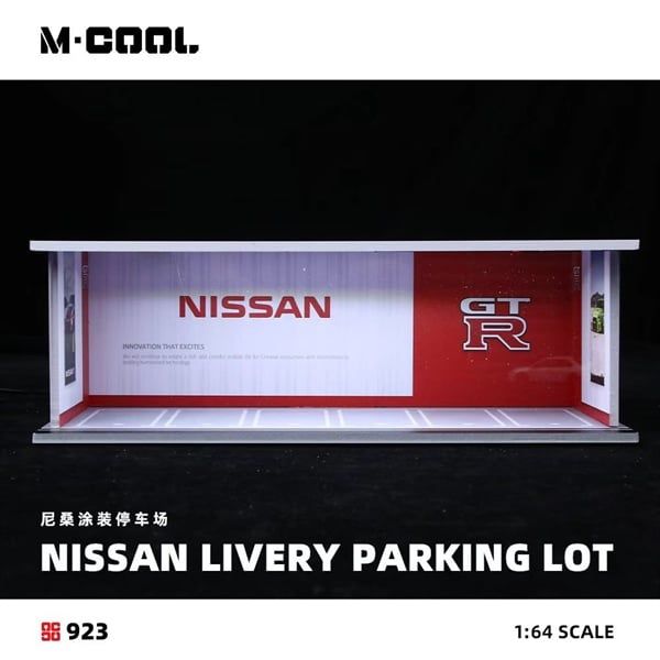  Hộp trưng bày mô phỏng diorama garage trưng bày xe Nissan Paint Scheme Parking Lot kích thước 30x13.3x10cm tỉ lệ 1:64 M Cool MC914923 