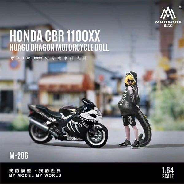  Mô hình nhân vật figure và xe Honda CBR1100XX - Skeleton 1143 tỉ lệ 1:64 MoreArt MO222206 