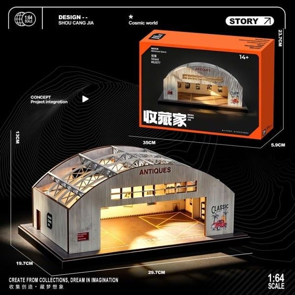  Hộp trưng bày mô phỏng garage nhà kho kích thước tỉ lệ 1:64 Shou Cang Jia SCJ82077 