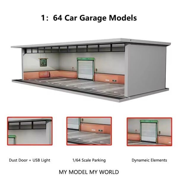  Hộp trưng bày mô phỏng dirorama garage Underground Maintenance Lighting Assembly Scene tỉ lệ 1:64 M-cool MoreArt MO914085 