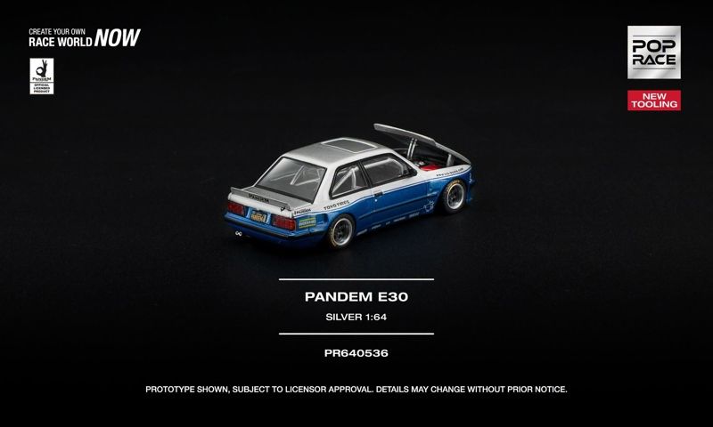 Mô hình xe BMW Pandem E30 Silver tỉ lệ 1:64 Pop Race PR640536 