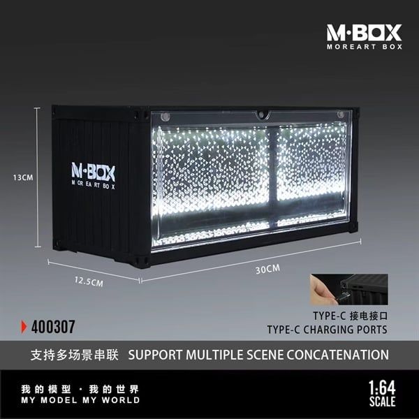  Hộp trưng bày container garage có đèn sao storage scence 30cm x 12.5cm x 13cm cho xe mô hình tỉ lệ 1:64 MoreArt Box MBOX MB400307 