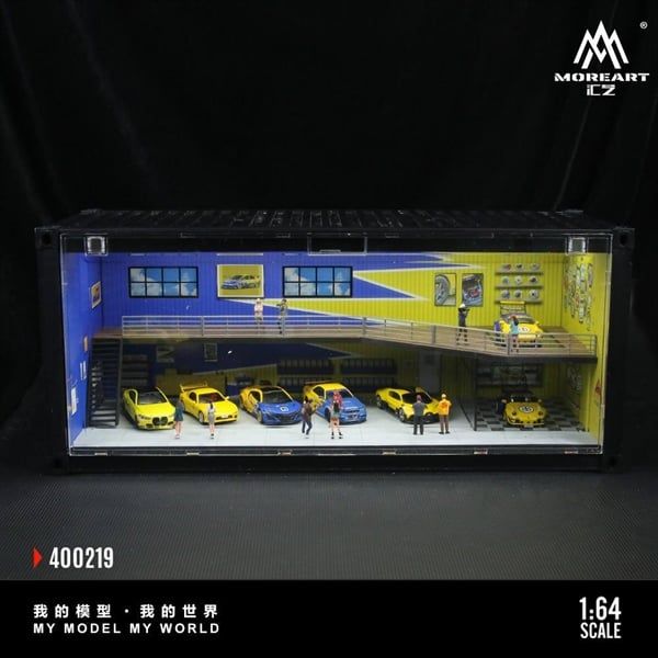  Hộp trưng bày mô container mo phỏng garage custom Spoon 2 tầng có đèn tỉ lệ 1:64 MoreArt MO400219 