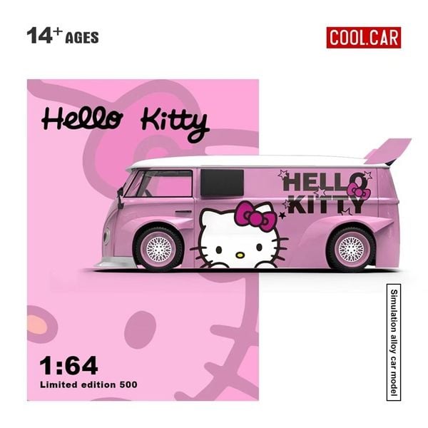  Mô hình xe Volkswagen T1-Light Pink Hello Kitty tỉ lệ 1:64 Cool Car CC642948 