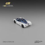  Mô hinh xe Pagani Utopia Bianco Benny with Blu Francia Carbon & Rosso Monza Stripe tỉ lệ 1:64 CM Model CM64-Utopia-08 