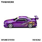  Mô hình xe Skyline GT-R R34 “Drift Flame” Purple tỉ lệ 1:64 Time Micro TM800506 
