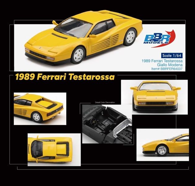  Mô hình xe 1989 Ferrari Testarossa Giallo Modena tỉ lệ 1:64 BBR BBRFER64037 