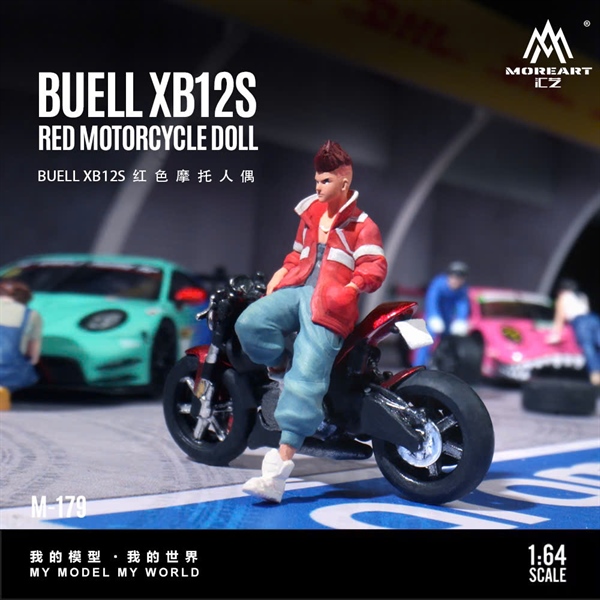  Mô hình nhân vật figure và xe mô tô Buell XB12S Red Motorcycle Doll Simulation tỉ lệ 1:64 MoreArt MO222179 