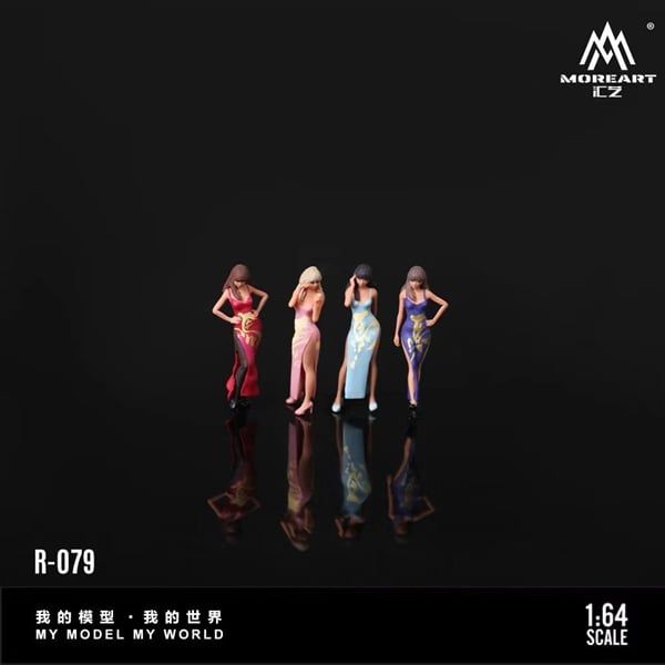  Mô hình figure nhân vật set 4 người nữ mặc áo tết Fire Horse Blessing tỉ lệ 1:64 MoreArt MO223079 