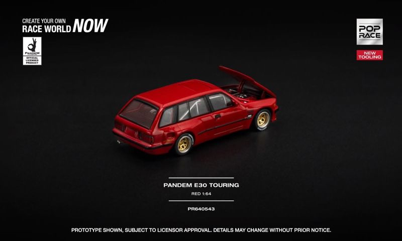  Mô hình xe BMW Pandem E30 Touring - Red tỉ lệ 1:64 Pop Race PR640543 