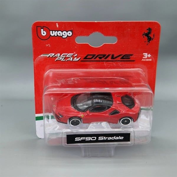  Mô hình xe Ferrari SF90 Stradale red bản card Race&play DRIVE tỉ lệ 1:64 Bburago 18-56000 