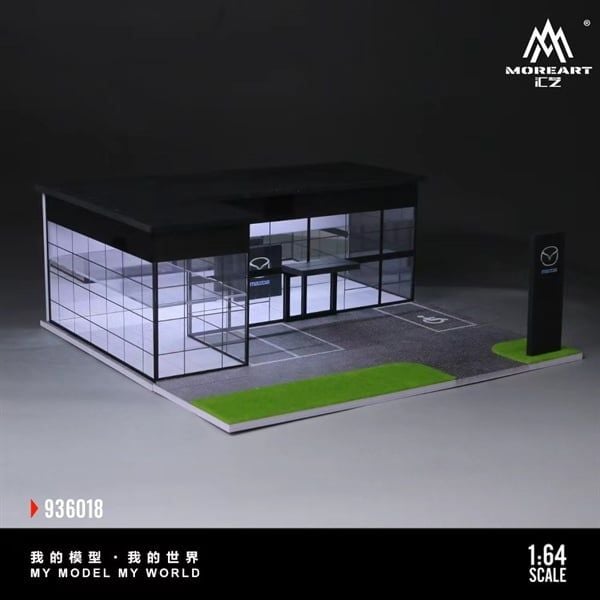  Hộp trưng bày mô phỏng showroom Mazda Dealership kích thước 30cm x 30cm x 11.5cm tỉ lệ 1:64 Moreart MO936018 