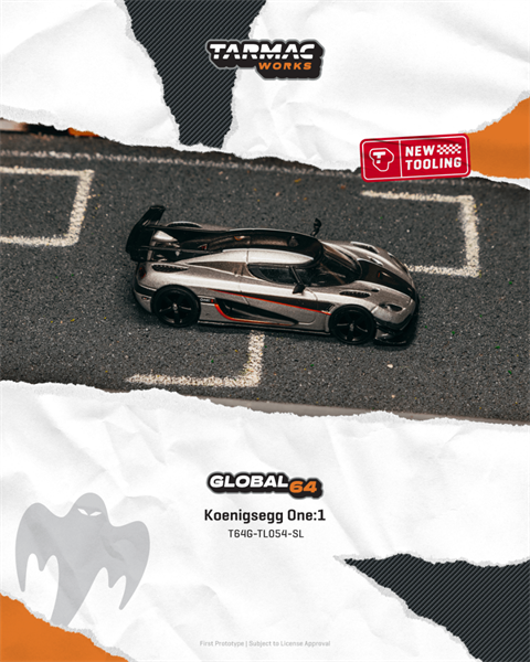  Mô hình xe Koenigsegg One:1 Silver tỉ lệ 1:64 Tarmac Works T64G-TL054-SL 