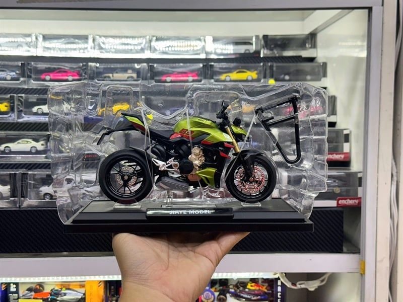  Mô hình xe mô tô Ducati streetfighter V2 có âm thanh đèn tỉ lệ 1:12 Jiaye model VB12133 MT12027 