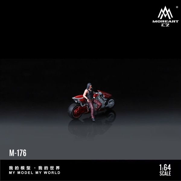  Mô hình nhân vật Red Silver Handed Cyber Motorcycle Doll Simulation Resin Model tỉ lệ 1:64 MoreArt MO222176 