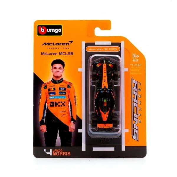  Mô hình xe đua F1 2025 McLaren F1 Team MCL39 Australia GP tỉ lệ 1:64 Bburago bản card OT64671 