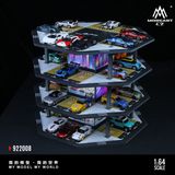  Hộp trưng bày mô phỏng bãi đổ xe 4 tầng - 4 mặt hình lục giác có đèn Octagonal Building Parking Lot tỉ lệ 1:64 MoreArt MO922008 
