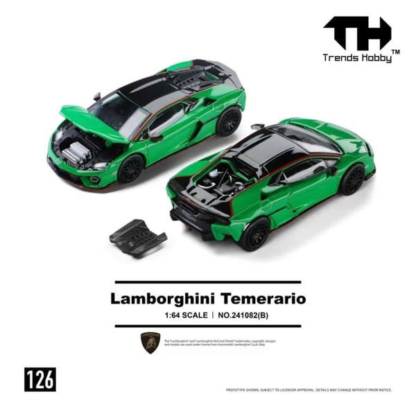  Mô hình xe Lamborghini Temerario - Green tỉ lệ 1:64 Trends Hobby 241082B 