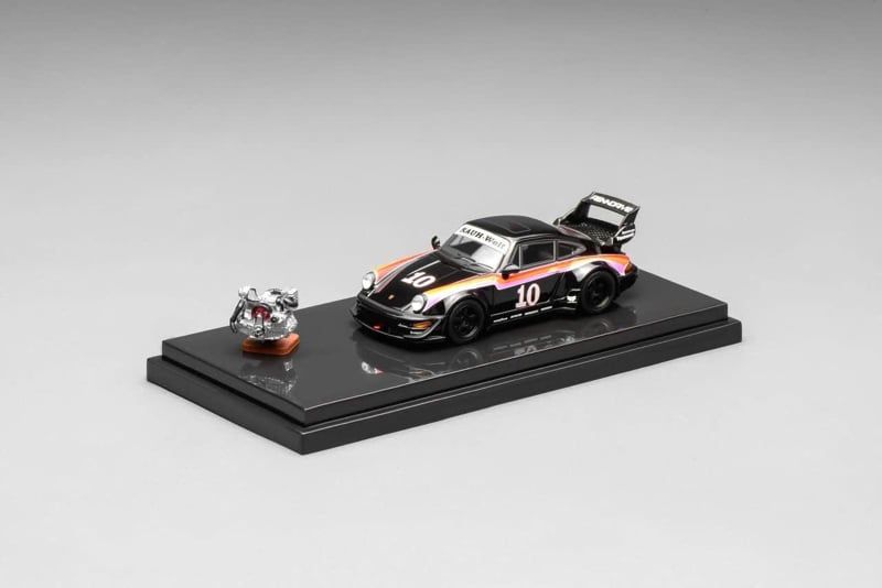  Mô hình xe Porsche RWB 964 Rauh Welt Begriff Martini black tỉ lệ 1:64 Motorhelix M62104 