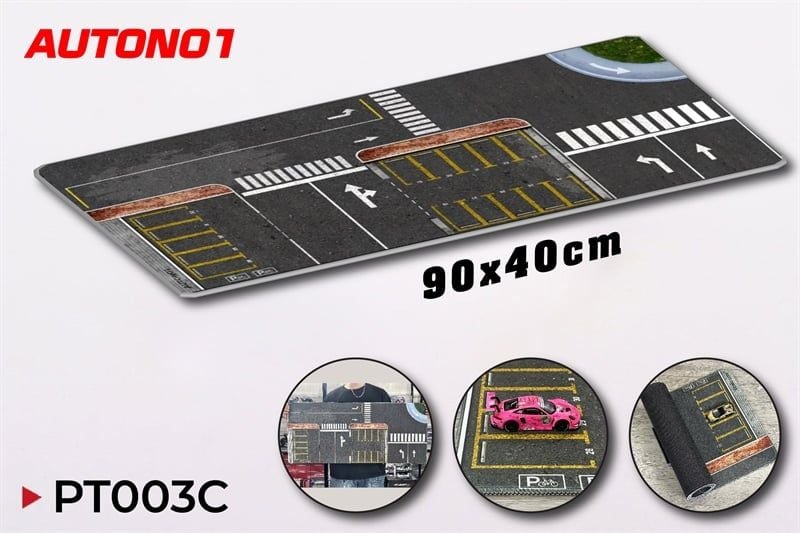  Phụ kiện thảm sa bàn chống trượt mô phỏng diorama bãi đỗ xe/ Parking lot kích thước 90X40cm cho mô hình xe 1:64 Autono1 PT003 
