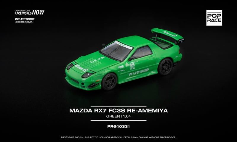  Mô hình xe Mazda RX7 (FC3S) RE-Amemiya Green tỉ lệ 1:64 Poprace PR640339 
