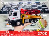  Đồ trang trí để bàn, mô hình ô tô, chất liệu chính bằng nhựa kết hợp sắt kt 25*13*9.5cm +/-10% - Xe công trình- bơm bê tông tỉ lệ 1:24 Metal DieCast OT213 