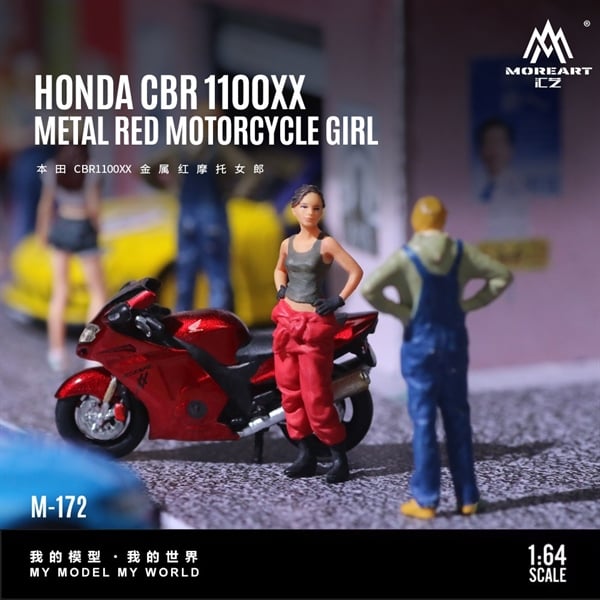  Mô hình nhân vật Honda CBR1100XX Metal Red Motorcycle Girl Simulation Resin Model tỉ lệ 1:64 More Art MO222172 