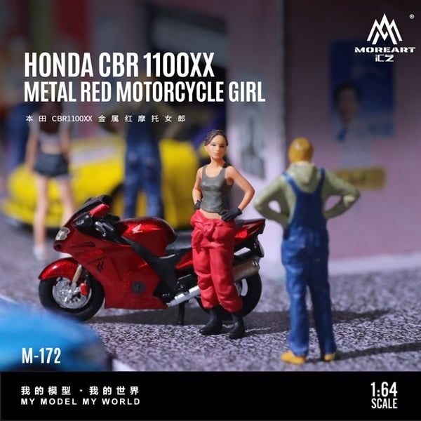  Mô hình nhân vật Honda CBR1100XX Metal Red Motorcycle Girl Simulation Resin Model tỉ lệ 1:64 More Art MO222172 