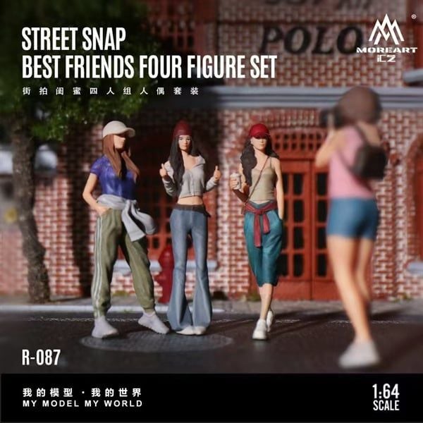  Set 4 mô hình nhân vật figure nữ đường phố Street Style Besties Quartet Figure Set - Resin Sculpture tỉ lệ 1:64 MoreArt MO223087 