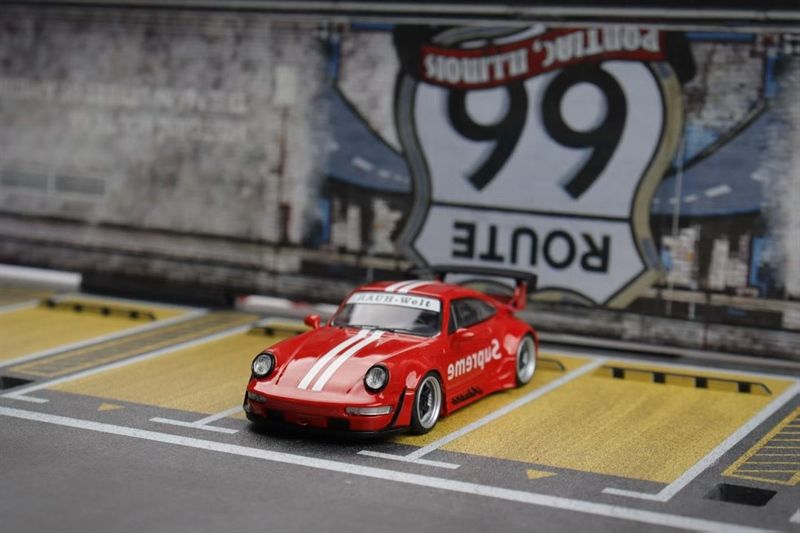  Mô hình xe Porsche RWB 964 sup white flower pattern tỉ lệ 1:64 DEcode DE6416010 