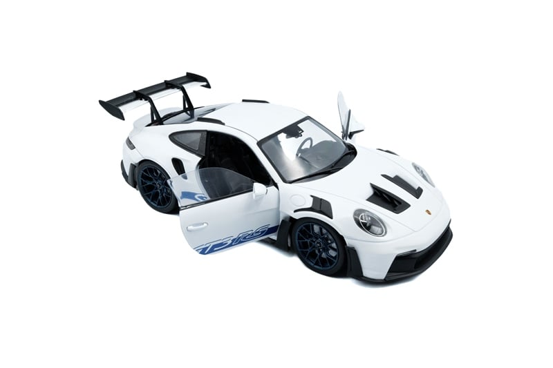  Mô hình xe ô tô Porsche 911 GT3 RS white with blue stripes – 2024 tỉ lệ 1:18 Solido model S1812102 